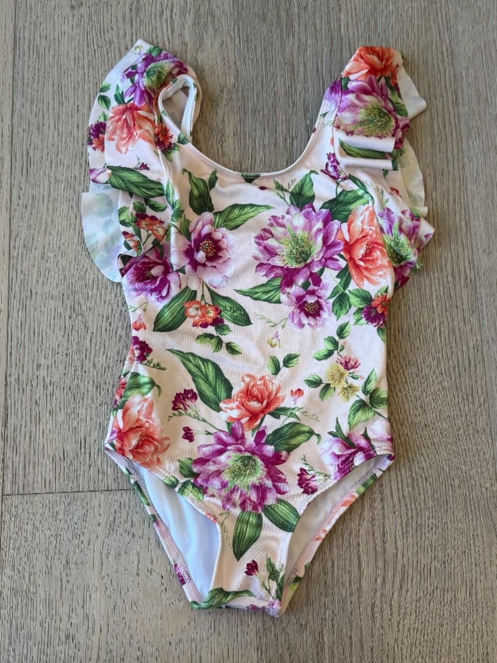 Janie and Jack Floral Ruffle One Piece Swimsuit Size 3 EUC
